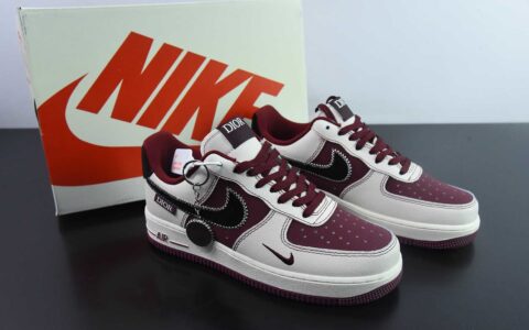 耐克Nike Air Force 1'07 Low 迪奥联名米酒红空军一号低帮休闲板鞋纯原版本 货号：KK1988-046