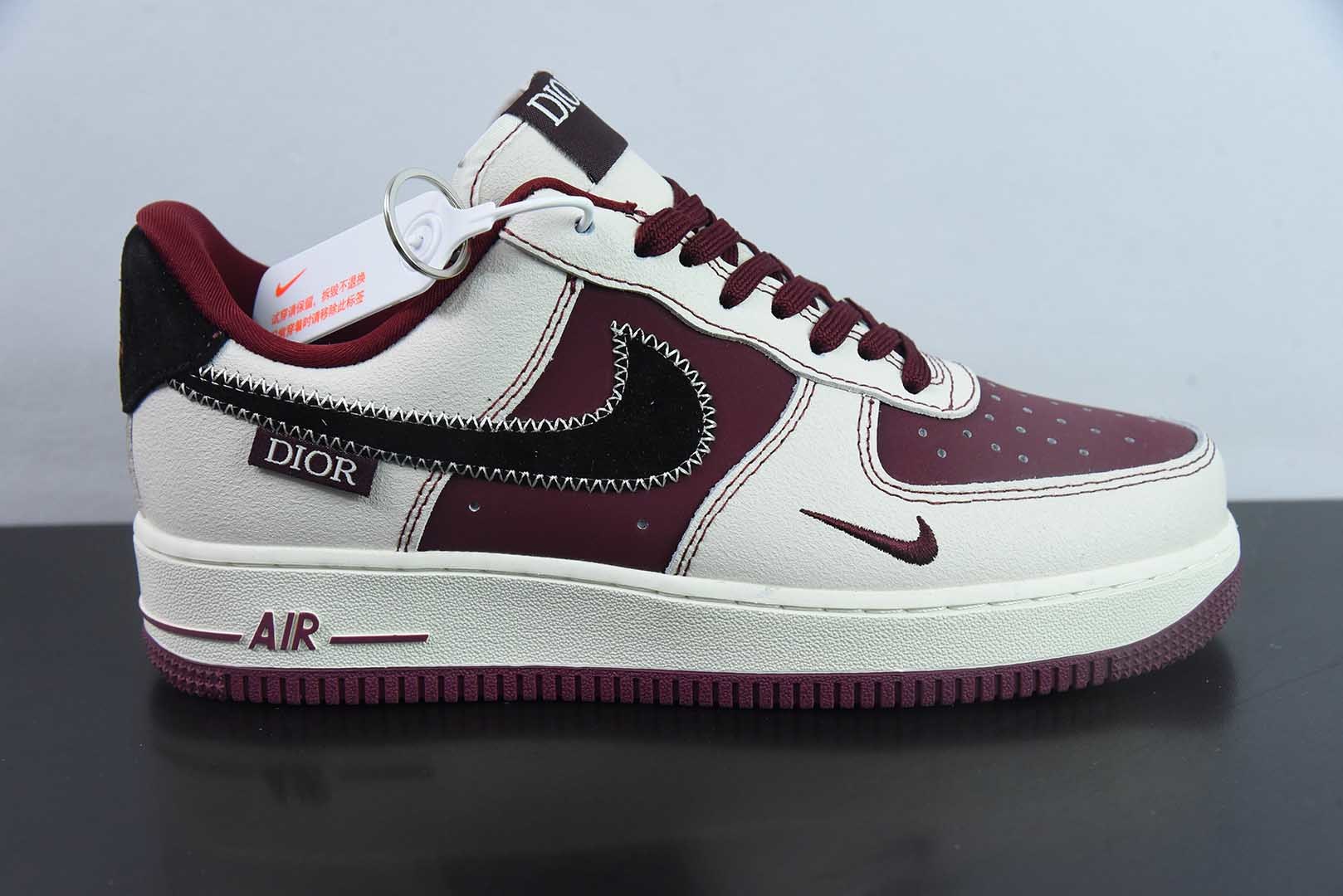 耐克Nike Air Force 1'07 Low 迪奥联名米酒红空军一号低帮休闲板鞋纯原版本 货号：KK1988-046 