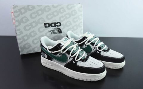 耐克Nike Air Force 1'07 Low 北面联名黑绿抽绳空军一号低帮休闲板鞋纯原版本 货号：SJ1198-110