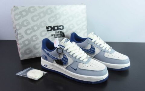 耐克NIke Air Force 1 '07 Low “北面联名CDG白蓝双勾”空军一号低帮休闲板鞋纯原版本 货号：DM6688-019